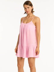 Sea Level Sunset Short Sundress in Pink, view 3, click to see full size