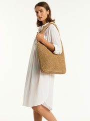 Crochet Slouch Beach Bag in Caramel, view 1, click to see full size