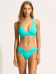 Seafolly SF Collective Twist Hipster in Aquatic Blue, view 4, click to see full size