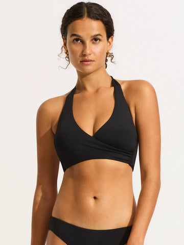 Seafolly Singlet Tankini  Collective Wrap Front Singlet Black - Womens ~  Seafolly Shop