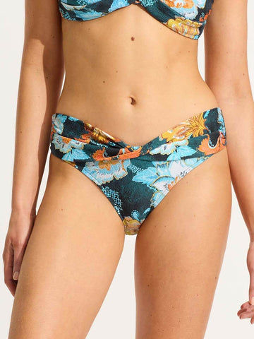 Seafolly Spring Festival Twist Band Mini Hipster Bottoms in True Navy