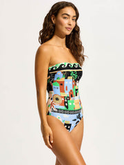 Seafolly Atlantis Bandeau One Piece in Ecru, view 3, click to see full size