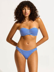 Seafolly Mesh Effect Hipster Bottoms in Azure, view 3, click to see full size