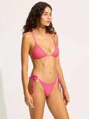 Mesh Effect Slide Triangle in Hot Pink, view 3, click to see full size