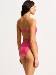 Seafolly Soleil Twist Bandeau In Hot Pink, view 2, click to see full size