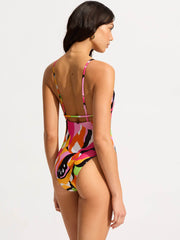 Seafolly Rio V Neck One Piece In Hot Pink, view 2, click to see full size