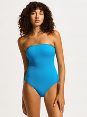 Seafolly Sea Dive Bandeau One Piece in Turquoise, view 1, click to see full size