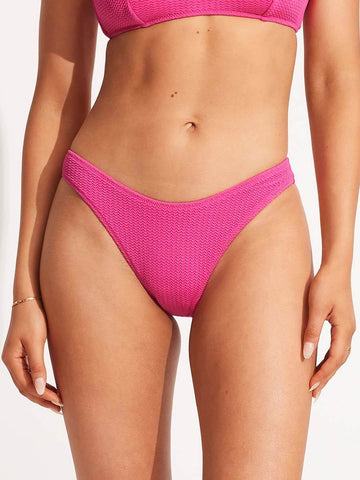 Seafolly Sea Dive High Cut Bottom In Fuchsia Rose