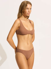 Seafolly Sea Dive Multi Fit Longline Top in Bronze, view 3, click to see full size