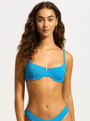 Seafolly Sea Dive Underwire Bra in Turquoise, view 1, click to see full size