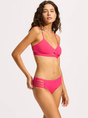 Seafolly Seafolly Collective Multi Strap Hipster Bottom in Raspberry, view 3, click to see full size