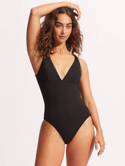 SF Collective V Neck One Piece in Black, view 1, click to see full size