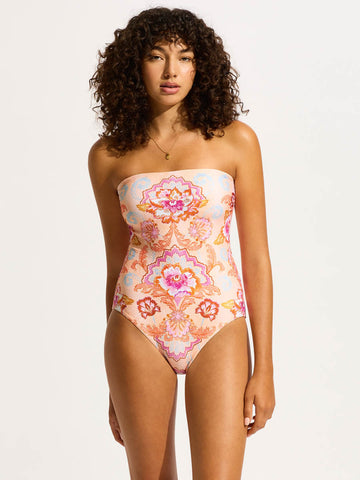 Seafolly Spring Festival Bandeau One Piece in Nectar