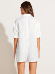 Vitamin A Playa Romper in White EcoLinen, view 2, click to see full size