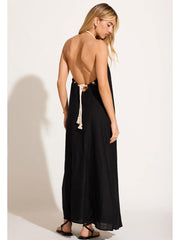 Avery Halter Dress in Black, view 2, click to see full size