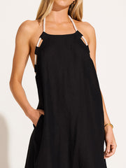 Avery Halter Dress in Black, view 3, click to see full size