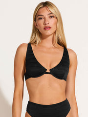 Vitamin A Seersucker Stripe Rossi Underwire Top in Black, view 1, click to see full size