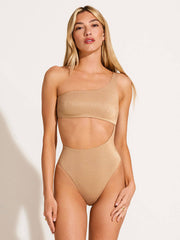 Vitamin A Aden Cutout One Piece in Golden Glow Metallic, view 1, click to see full size