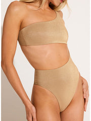 Vitamin A Aden Cutout One Piece in Golden Glow Metallic, view 3, click to see full size