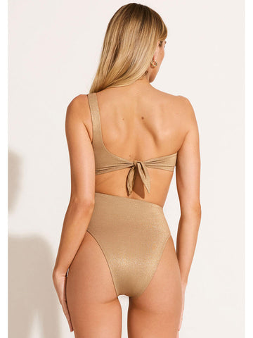 Vitamin A Aden Cutout One Piece in Golden Glow Metallic