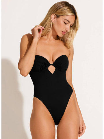 Vitamin A Mabel Underwire Bandeau One Piece in Eco Black