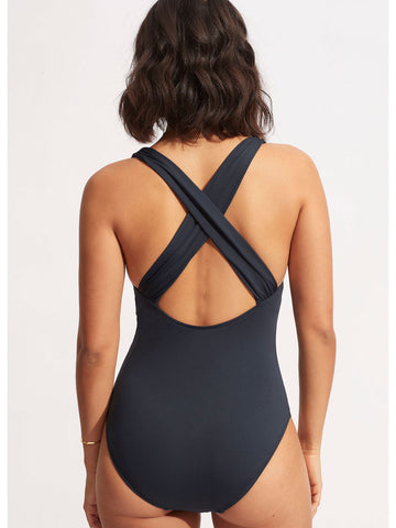 Seafolly SF Collective Cross Back One Piece in True Navy