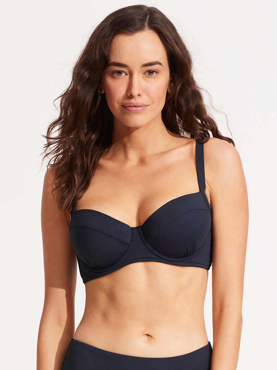 Buy DD+ Navy Recycled Lace Comfort Full Cup Bra - 40F | Bras | Tu