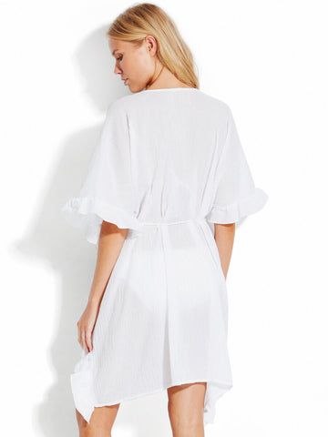 Seafolly Lace Trim Kaftan White