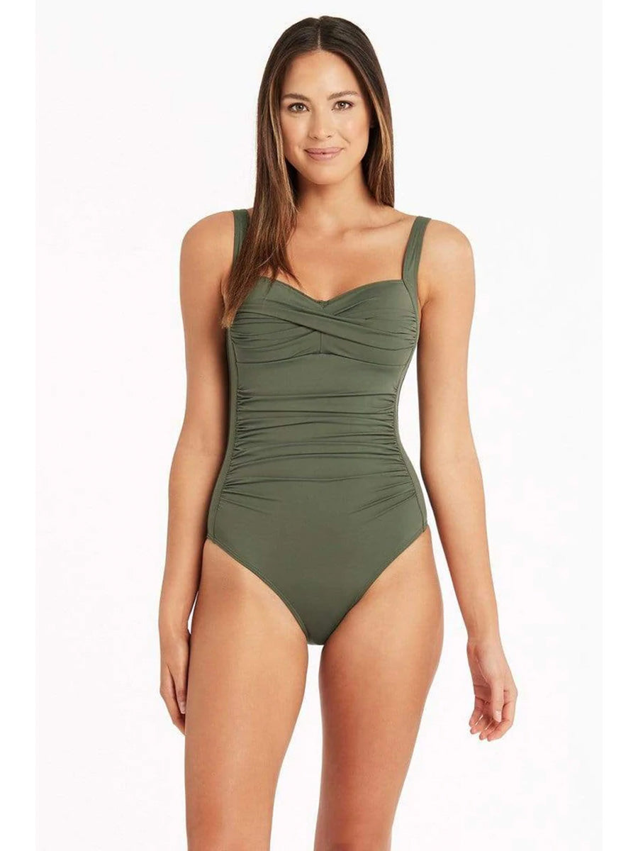 Sea Level Essentials Cross Front Bra in Khaki – Sandpipers